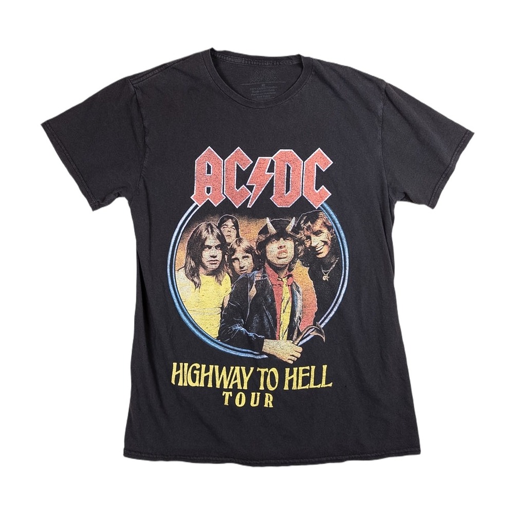 AC/DC Highway To Hell Tour T-Shirt Mens Medium Black Good Graphic Band Tee